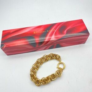 Etienne Aigner Gold Colored Metal Chain Bracelet